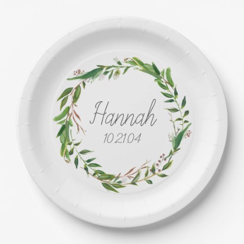 Botanical Boho Laurel Wreath Birthday Paper Plates