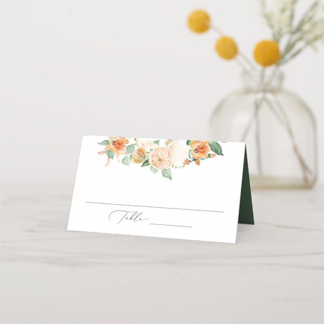 Botanical Boho Neutral Greenery Floral Wedding Place Card (Front)