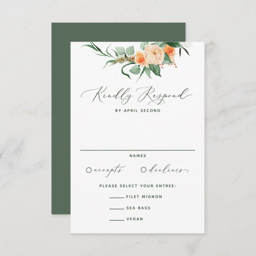 Botanical Boho Neutral Greenery Floral Wedding RSVP Card