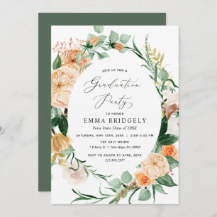 Botanical Boho Neutral Greenery Graduation Party Invitation