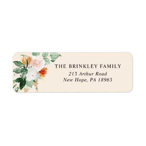 Botanical Boho Pastel Peach Floral Return Address Label