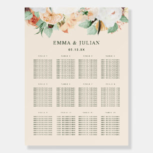 Botanical Boho Peach Floral Wedding Seating Chart  Foam Board