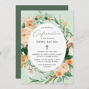 Botanical Boho Personalized Green Confirmation Invitation