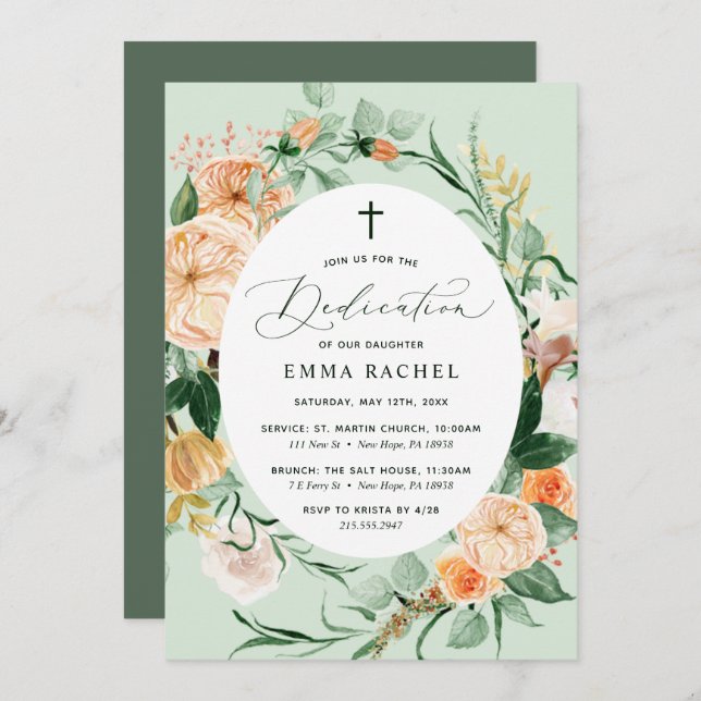 Botanical Boho Personalized Greenery Dedication Invitation (Front/Back)