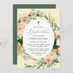 Botanical Boho Personalized Yellow Dedication Invitation