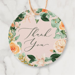 Botanical Boho Pink Greenery Watercolor Thank you Favor Tags