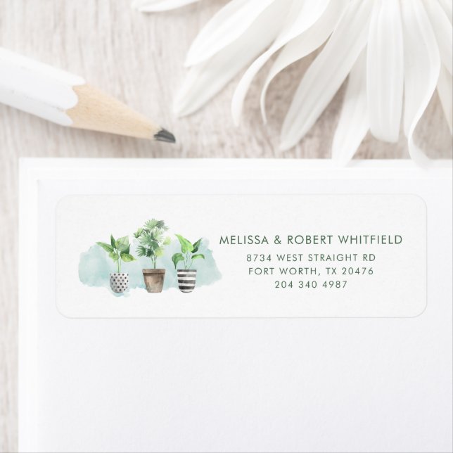 Botanical Boho Plants Moving Return Address Label (Insitu)