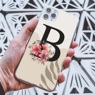 Botanical Boho Retro With Name 1st Capital B iPhone 16 Case
