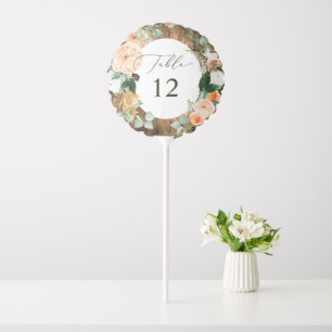 Botanical Boho Rustic Barn Wedding Table Number Balloon