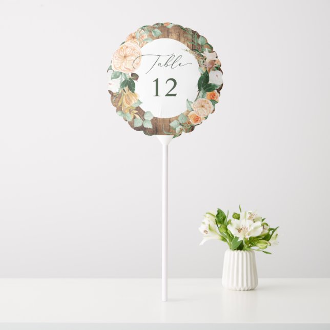 Botanical Boho Rustic Barn Wedding Table Number Balloon (In SItu)