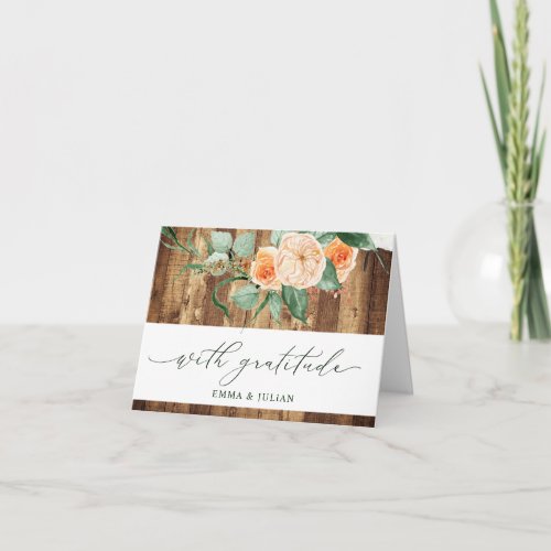 Botanical Boho Rustic Personalized Barn Wedding Thank You Card
