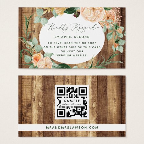 Botanical Boho Rustic Wedding QR Code RSVP Card