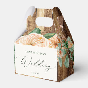 Botanical Boho Rustic Woodgrain Farm Barn Wedding Favor Boxes