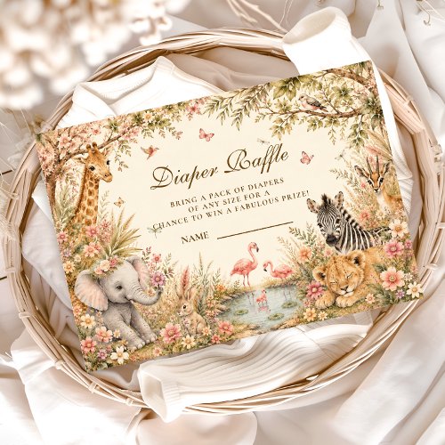 Botanical Boho Safari Girl Diaper Raffle Enclosure Card