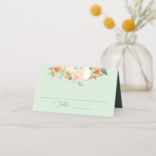 Botanical Boho Sage Green Greenery Floral Wedding Place Card (Front)