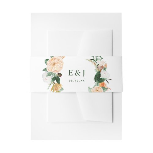 Botanical Boho Watercolor Floral Greenery Neutral Invitation Belly Band