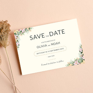 Botanical boho wedding save the date