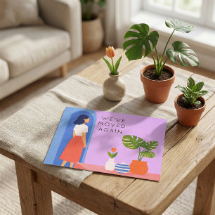Botanical boho we've moved again announcement postcard