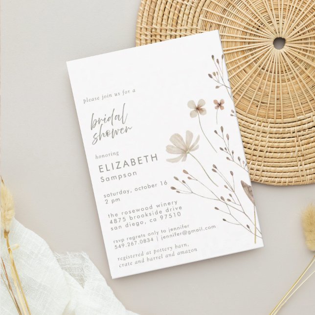 Botanical Boho Wildflower Floral Bridal Shower Invitation (Creator Uploaded)