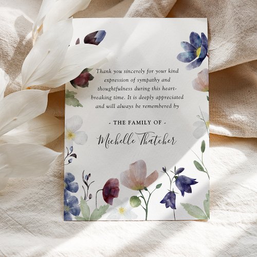 Botanical Boho Wildflowers Funeral Thank You Card
