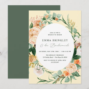 Botanical Boho Yellow Bridesmaids Luncheon Brunch Invitation
