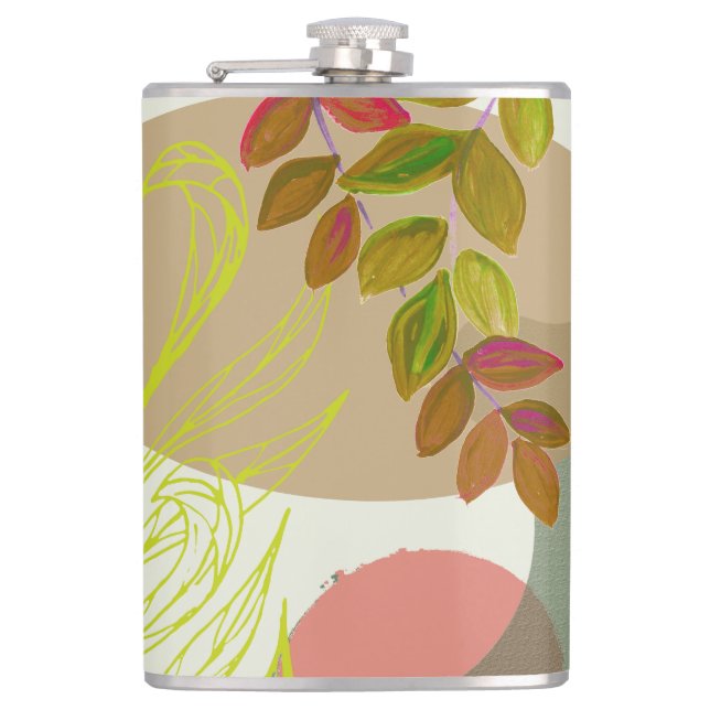 Botanical Boho Yellow Green Flask (Front)