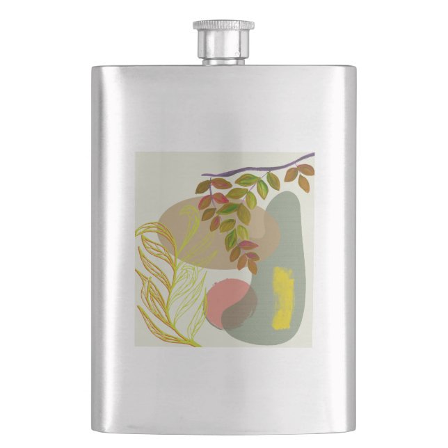 Botanical Boho Yellow Green Flask (Front)