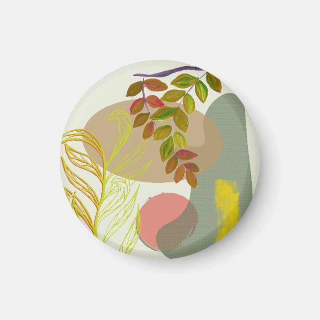 Botanical Boho Yellow Green Magnet (Front)