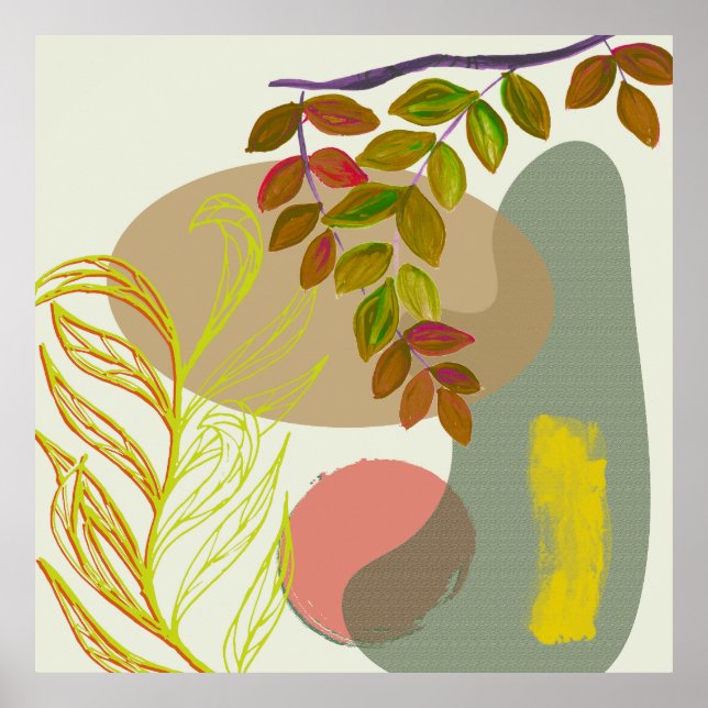 Botanical Boho Yellow Green Poster (Front)