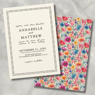 Botanical Bold Blooms Elegant Wildflower Wedding Invitation