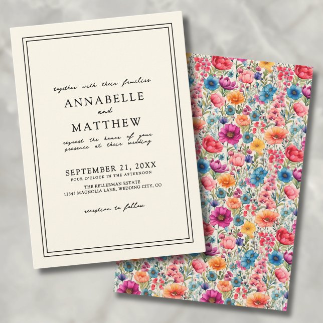 Botanical Bold Blooms Elegant Wildflower Wedding Invitation (Botanical Bold Blooms Elegant Wildflower Wedding Invitation )