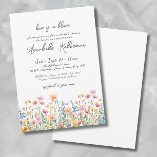 Botanical Bold Colorful Wildflowers Bridal Shower Invitation