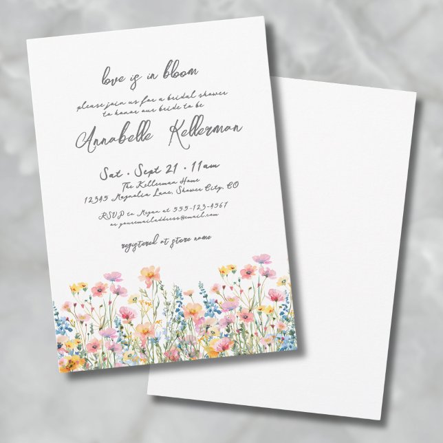Botanical Bold Colorful Wildflowers Bridal Shower Invitation (Botanical Bold Colorful Wildflowers Bridal Shower Invitation)