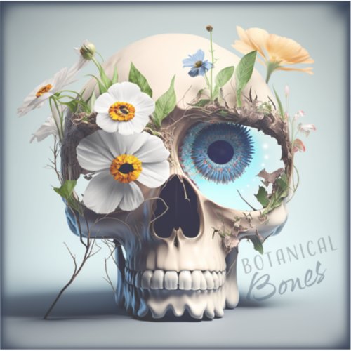 Botanical Bones and Botany Floral Skull Sticker