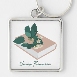 Botanical Books & Library Reading Custom Name Keychain