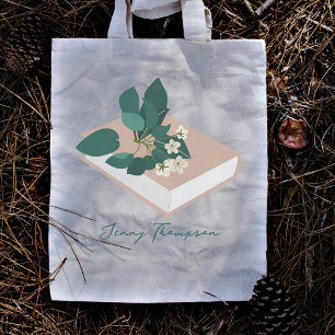 Botanical Books & Library Reading Custom Name Tote Bag