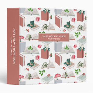 Botanical Books & Library Reading Pattern 3 Ring Binder