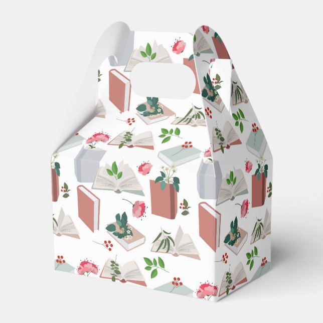 Botanical Books & Library Reading Pattern Favor Boxes (Front Side)