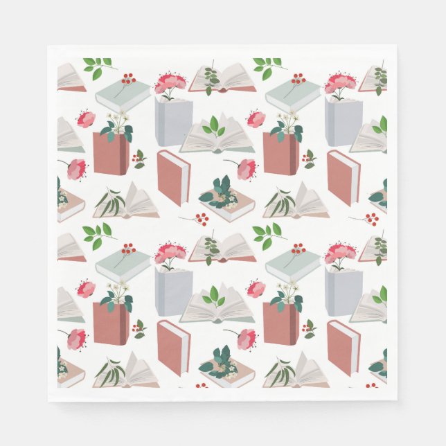 Botanical Books & Library Reading Pattern Napkins (Front)