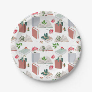 Botanical Books & Library Reading Pattern Paper Plates