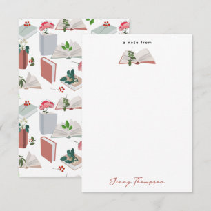 Botanical Books & Library Reading Pattern Thank You Card