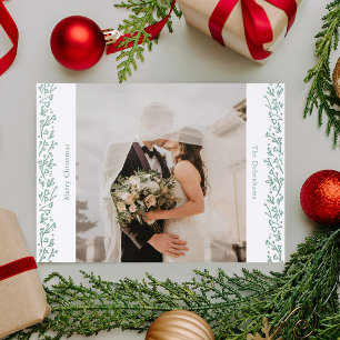 Botanical Border Holiday Letterpress Photo Cards