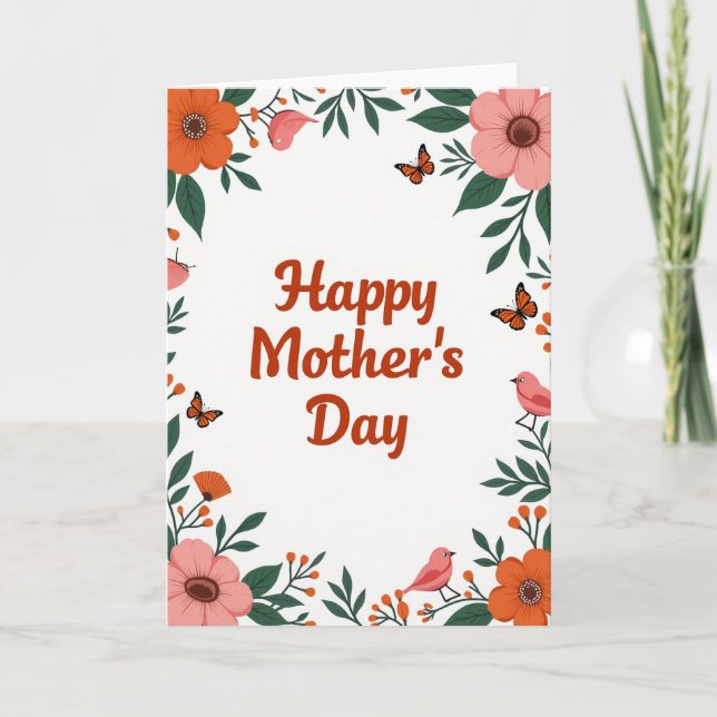 Botanical Border Mothers Day Card (Front)