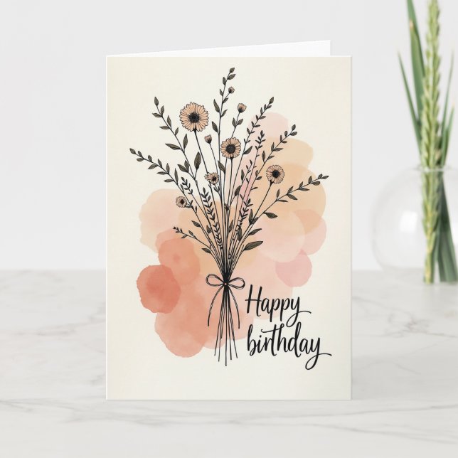 Botanical Bow Birthday Card (Front)