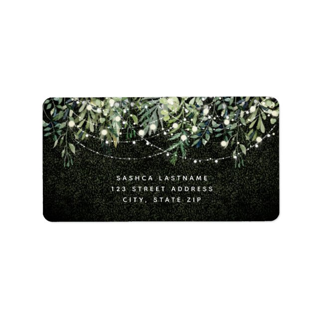 Botanical Boxwood Wedding Greenery Lights Wedding Label (Front)