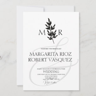 Botanical Branch Ampersand Monogrammed Wedding Invitation