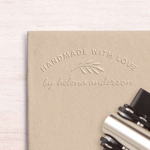 Botanical Branch Handmade With Love Personalized Embosser