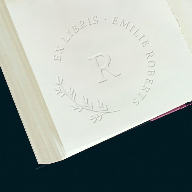 Botanical Branch Initial Round Name Ex Libris Embosser (Creator Uploaded)