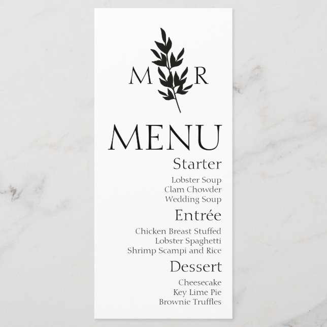 Botanical Branch Logo Wedding Menu  (Front)