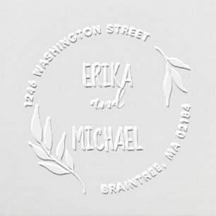 Botanical Branch of Leaves Wedding Return Address Embosser